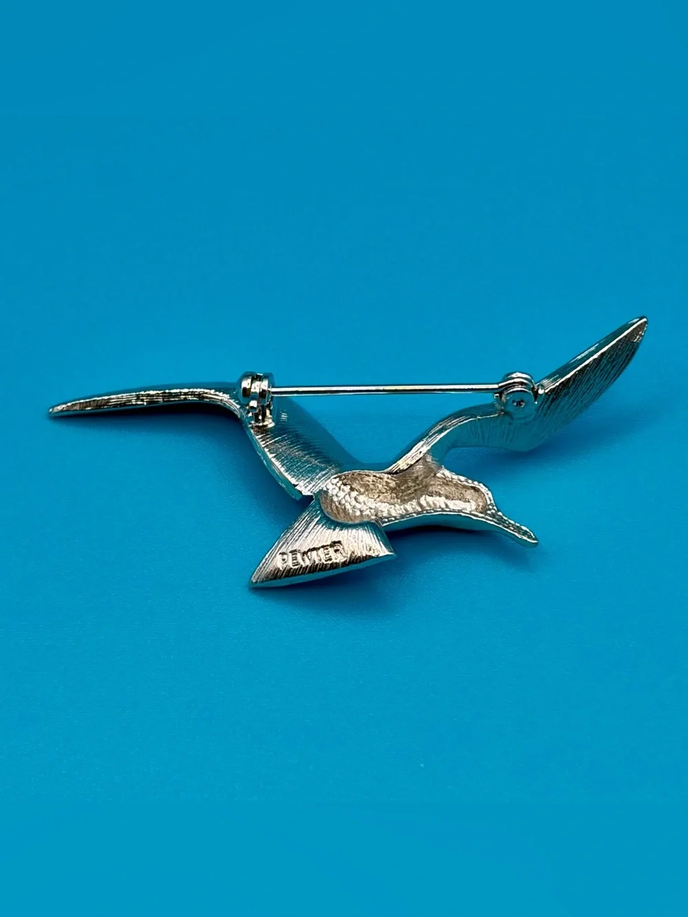 Vintage Pewter Seagull Brooch